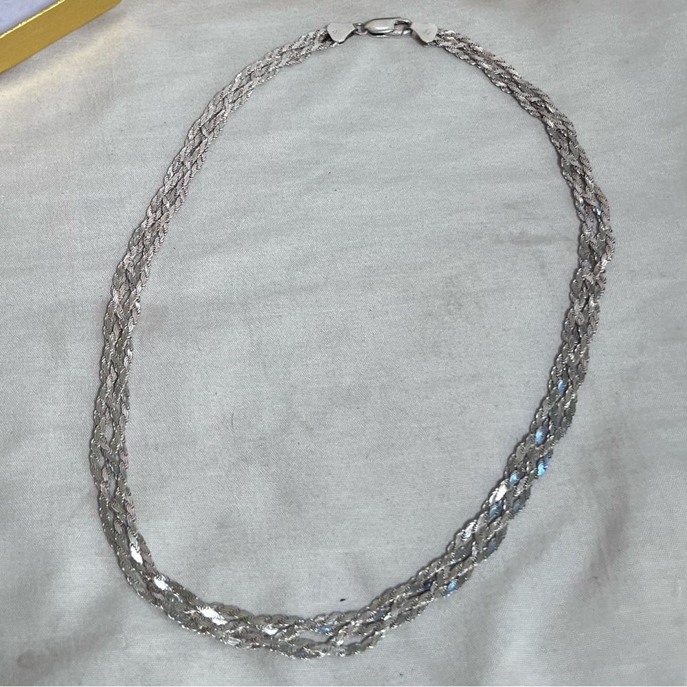 NWOT 18” Sterling Silver .925 Woven Necklace w/ gift box